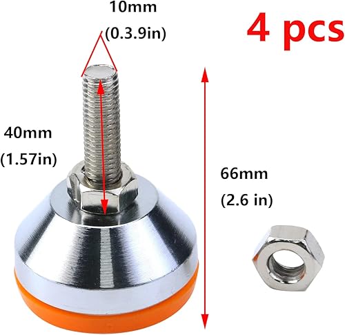 Miniatura 3 de Antrader Nivelador de patas ajustable de rosca M10, pata de tornillo de nivelación de 2 pulgadas, capacidad de 800 libras para banco de trabajo,