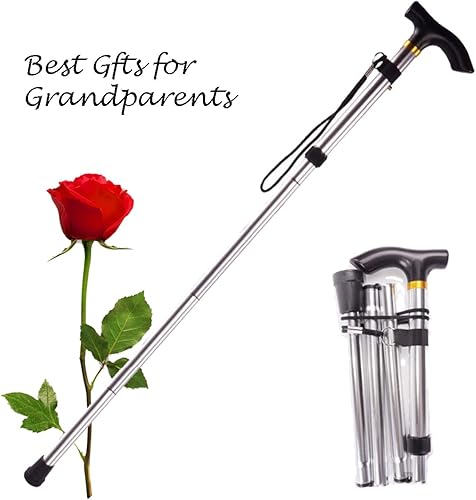 Miniatura 7 de Bastón plegable para mujeres y hombres mayores, palos ligeros plegables para equilibrio de personas mayores, bastones ajustables, palo y muletas