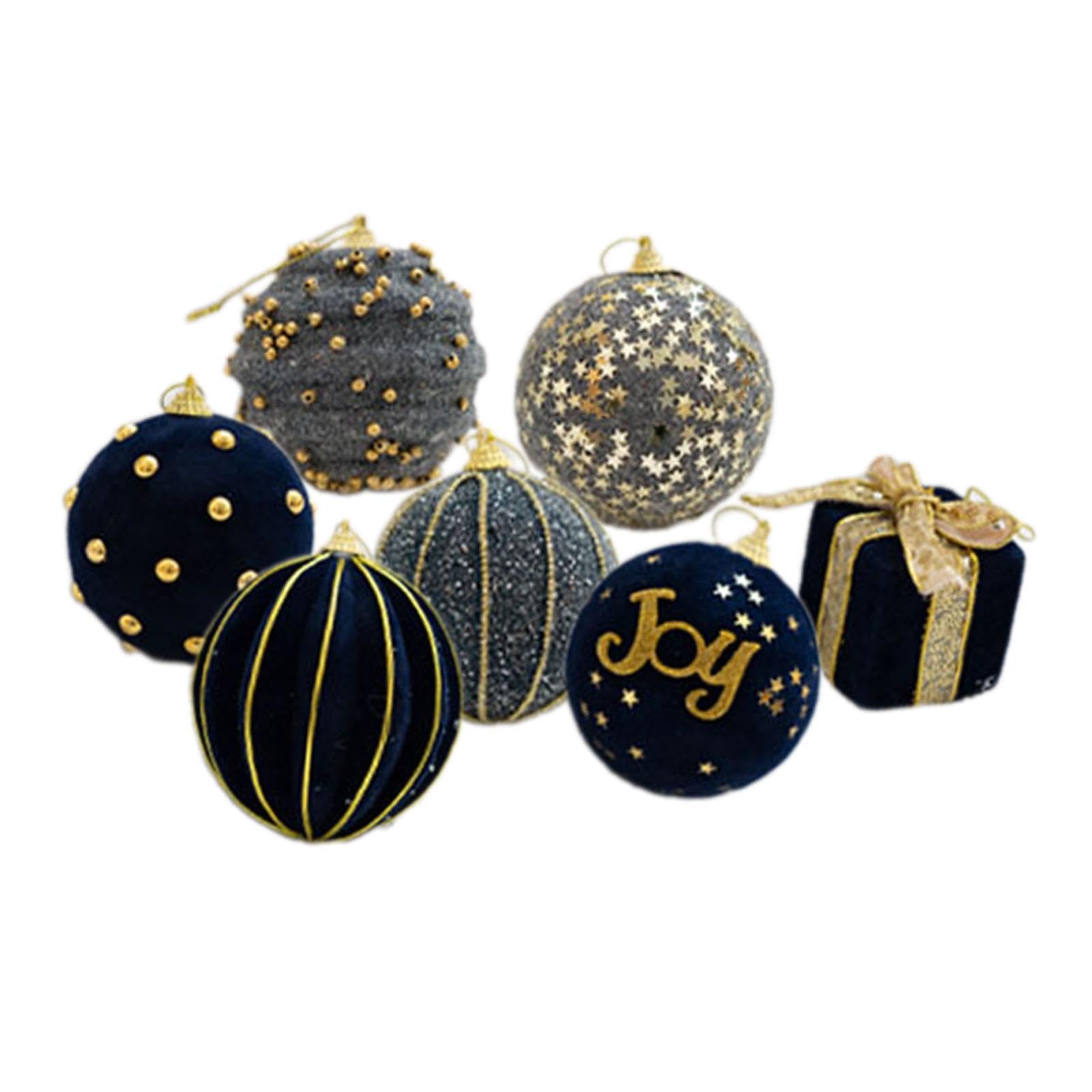 PIXZCSA Glistening Christmas Balls Decoration Indoor Gardens Inspire Joy And Elegance During Every Festive Celebration Festival Seasonal Engagement, Dark Blue, 7 pcS