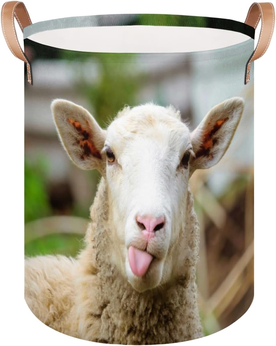 Sheep Laundry Basket Storage Basket Cute Sheep 21.8L Large Collapsible