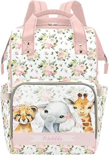 Bolsa de pañales personalizada con diseño de vaca para mujer, mochila de lactancia con nombre personalizado, bolsa de pañales para bebé, niño, niña,
