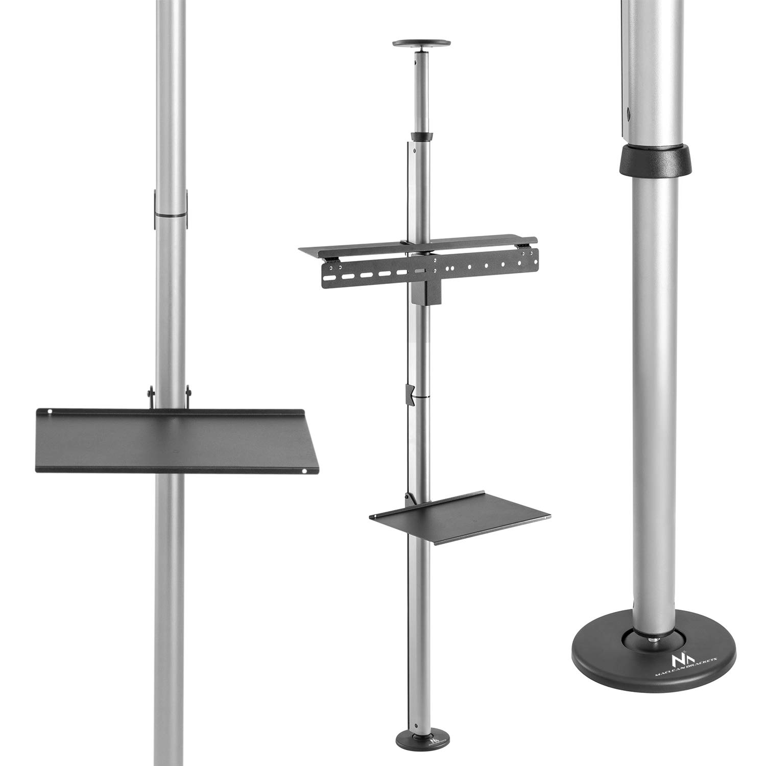 Maclean MC-791N Porta TV Telescopico Soffitto- Pavimento con mensola 37 "-70", max. 30 kg