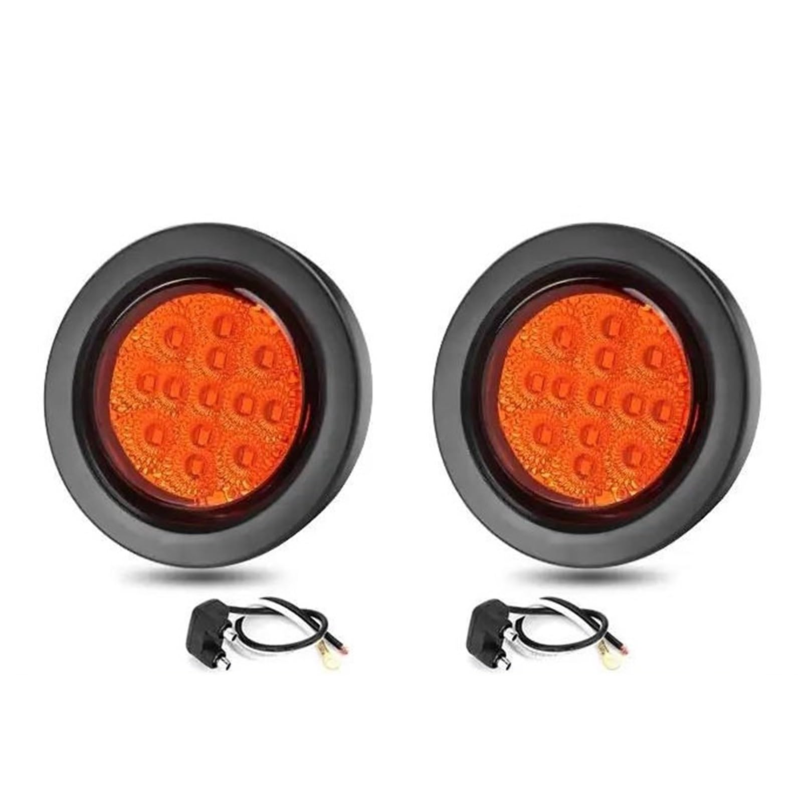 Luces Direccionales Luz Trasera Redonda 14 LED, 2,5 Pulgadas, Intermitente, Freno, Marcha Atrás, Para Coche, Camión, Remolque, Autobús Indicador Retrovisor(2pcs Yellow)