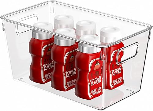 Miniatura 6 de Contenedores de almacenamiento transparentes con tapas apilables, paquete de 4 cubos organizadores transparentes de despensa, organizadores de