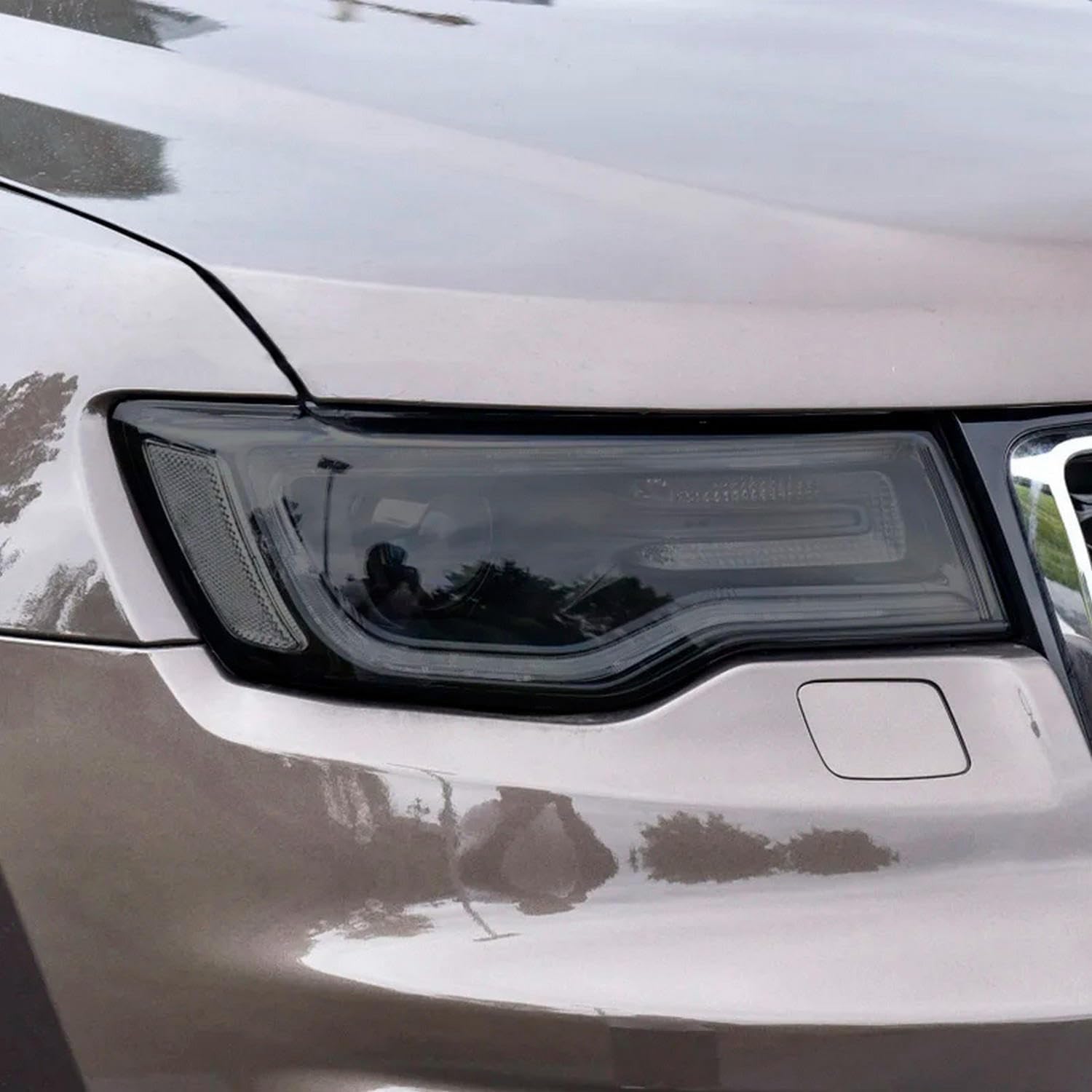 Gerrit 2 Pcs Car Headlight Protective Film Headlamp Transparent Black TPU Sticker，for Grand Cherokee 2021-2023