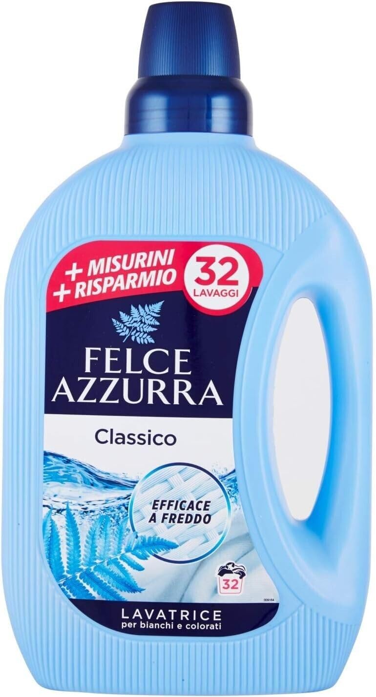 8er-Pack Felce Azzurra Lavatrice Classico,Waschmaschine Flüssig Flüssigwaschmittel für die Waschmaschine Wirksam bei Kälte, für Weiß- und Buntwäsche,32 Wäschen 1595ml