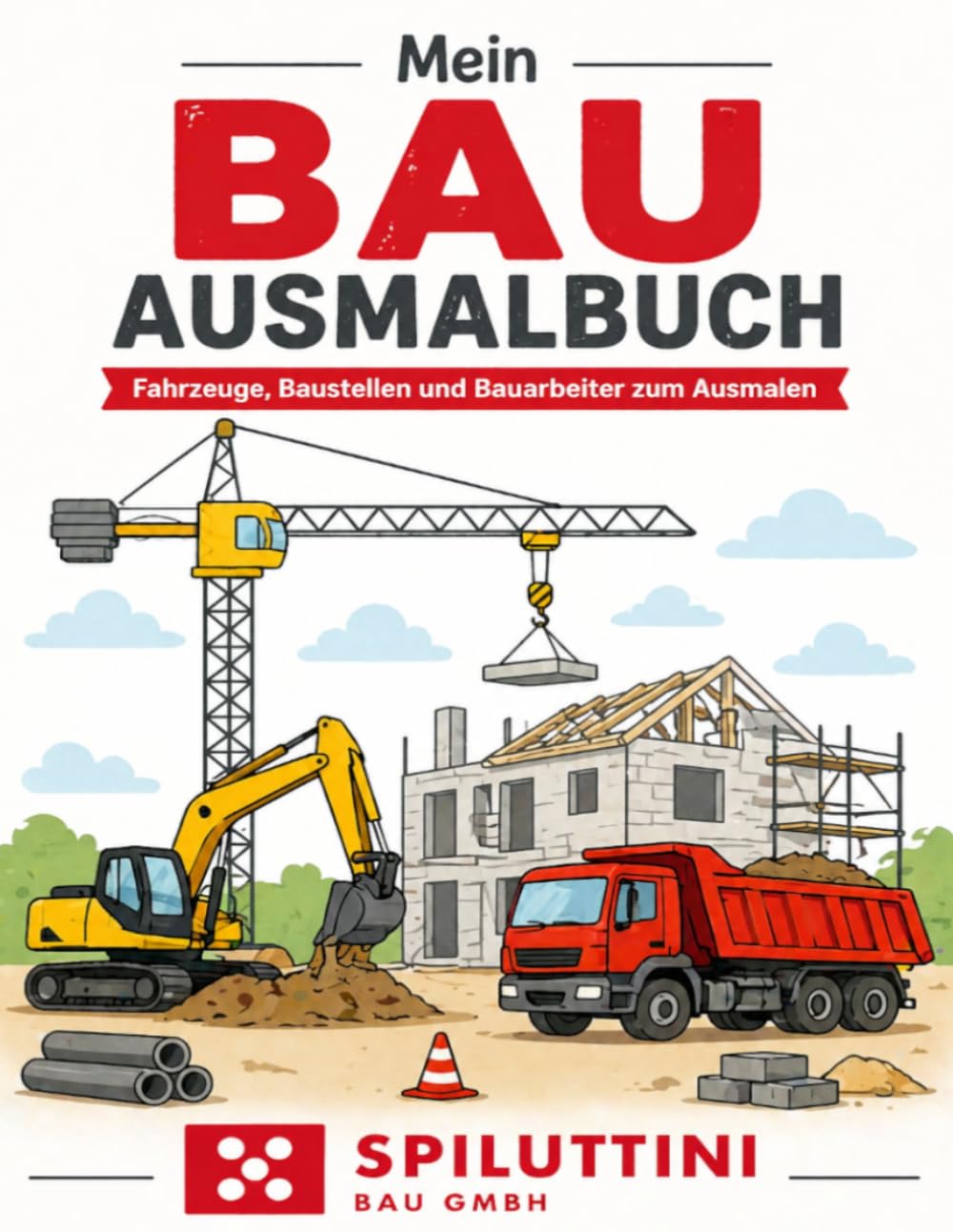 Baustellen-Ausmalbuch für Kinder: Mit Bagger, Kran & Bauarbeitern – Inspiriert von echter Bauleidenschaft