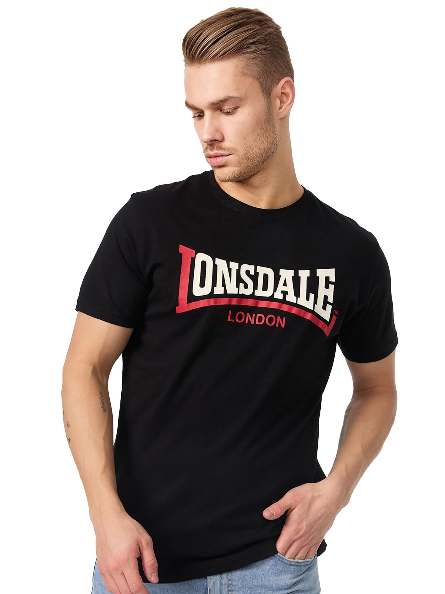 Lonsdale Men's Two Tone T-Shirt - Black, Large