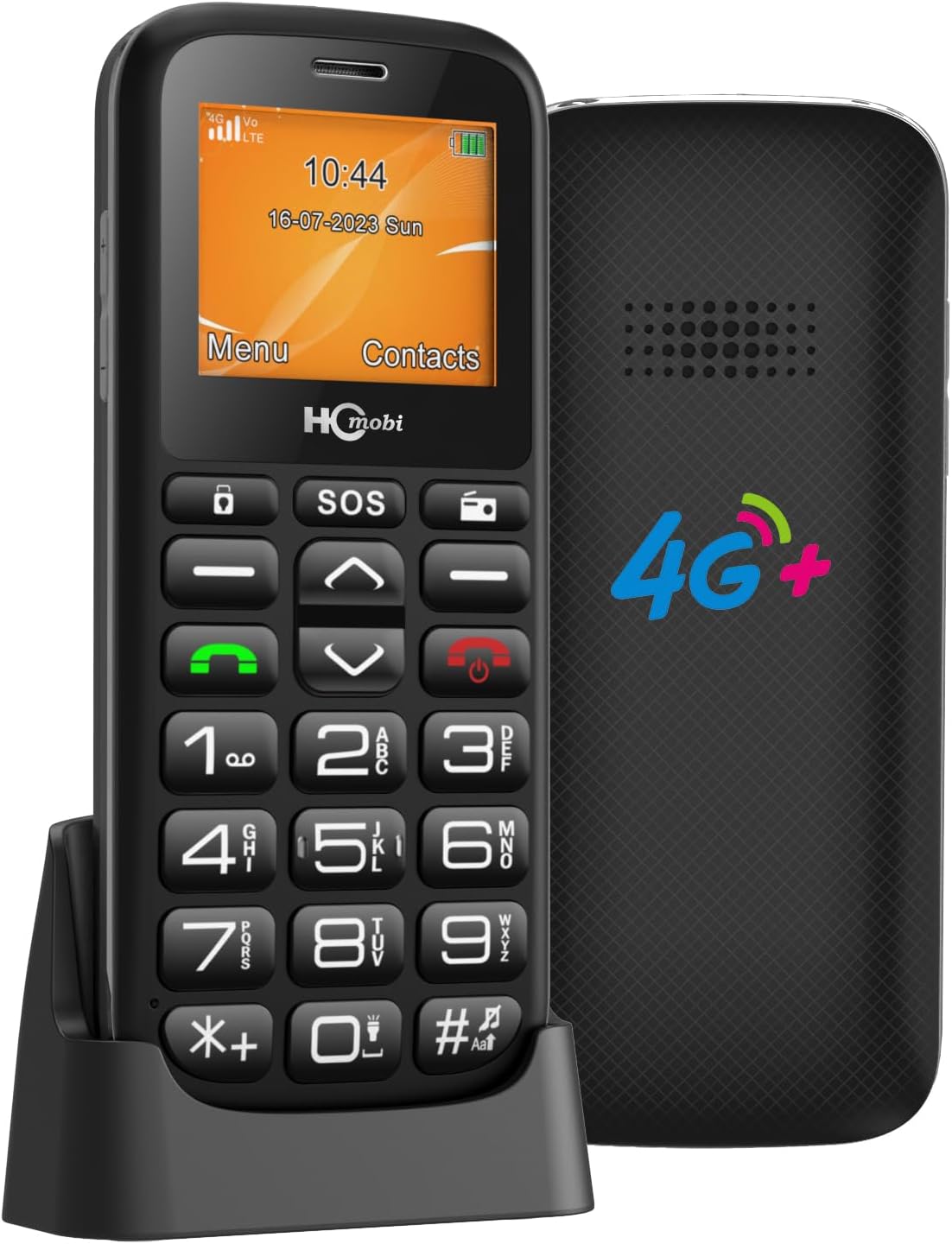 HCMOBI Senior Mobile Phone 4G, Big Button, Dual SIM, 32GB, Black, Easy to Use Cell Phone for Elderly
