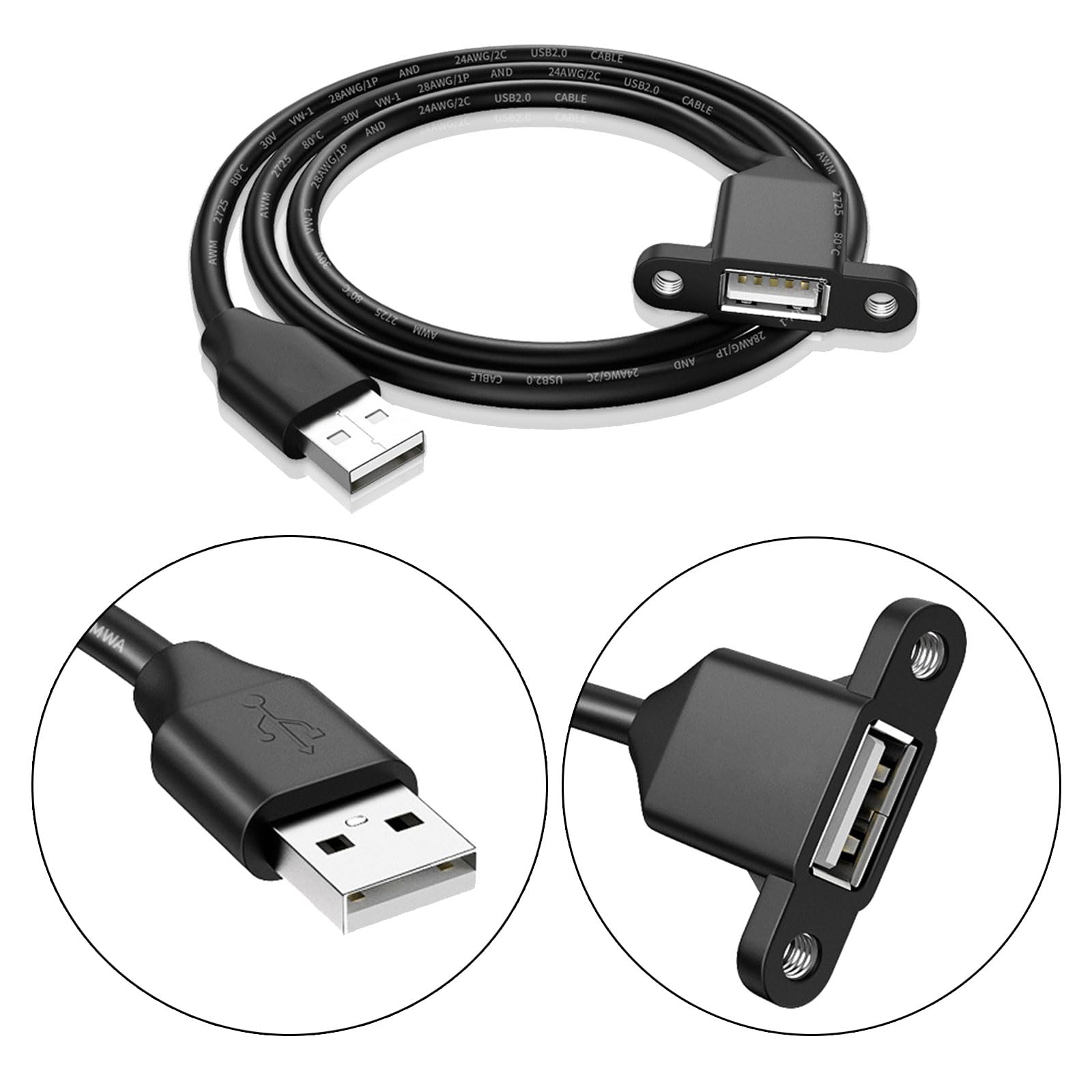 Amazon.co.jp: divuukyi USB 2.0 オス-メス延長ケーブル パネル 