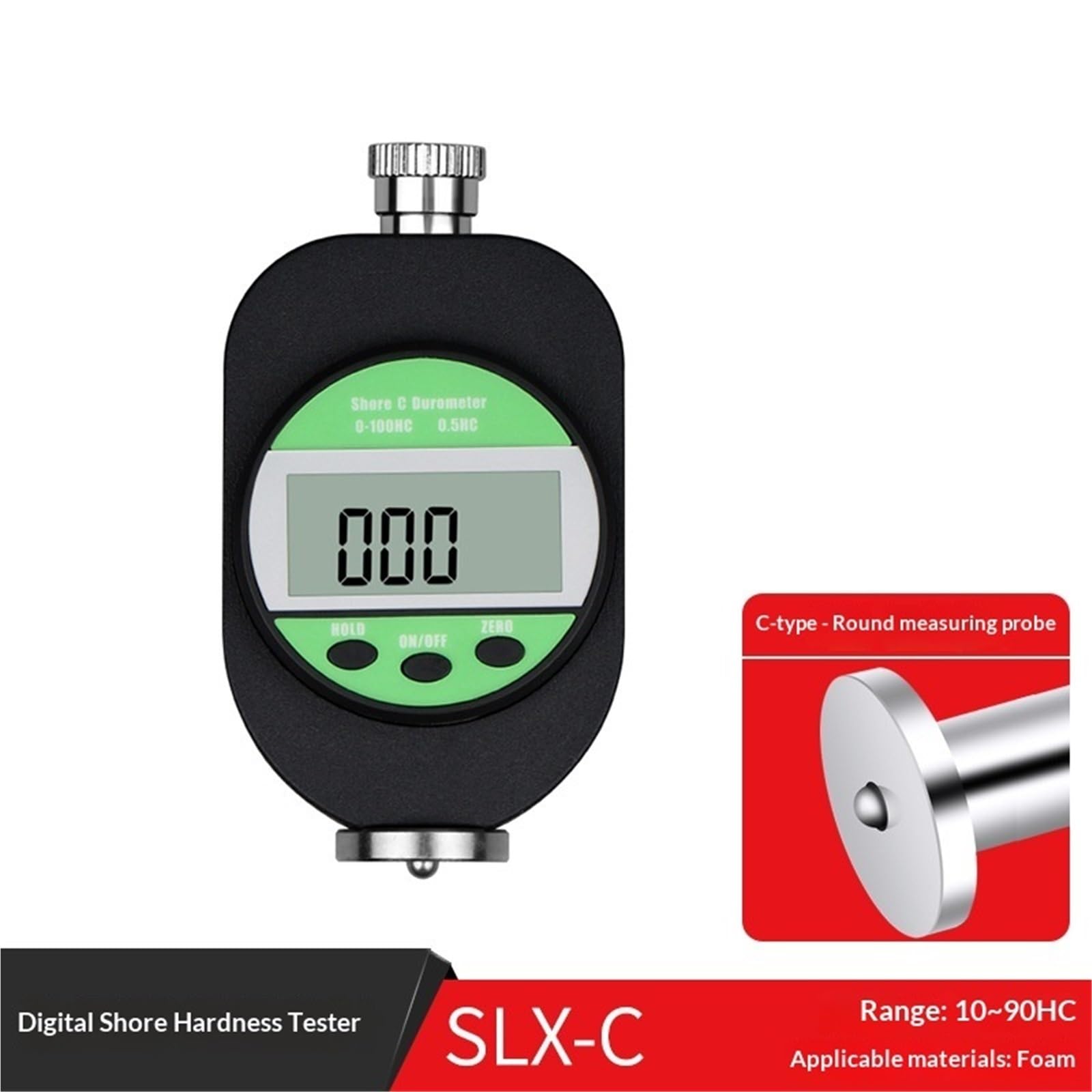 Härteprüfer, Tragbares Shore-A-C-D-Härtemessgerät, Digital, Mit LCD-Display,für Industrie(C)