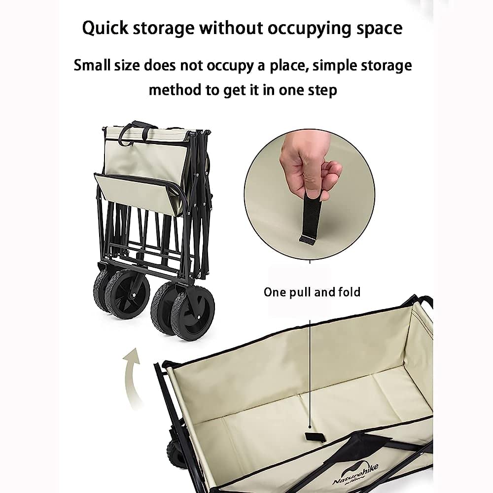 Carro Pieghevole Pieghevole da Esterno, Carrello Resistente con Ruote universali, Maniglia Regolabile e 2 portabicchieri, Carrello da Campeggio per generi Alimentari, Campeggio, Spiaggia