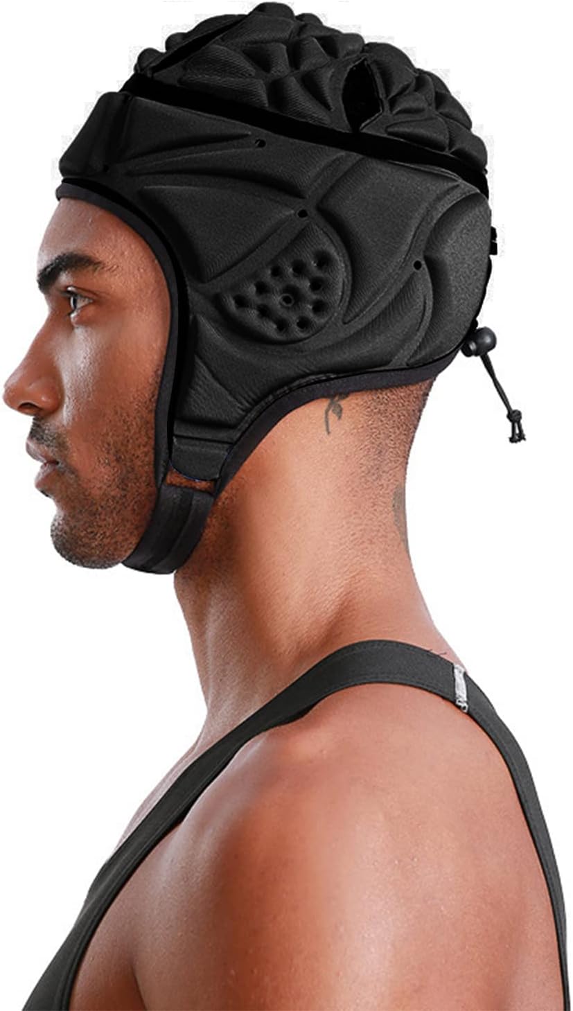 Soft Shell Rugby 7v7 Football Helmet Foam Padded Scrum Cap Headgear Autism Safety Bump Hat Head Support Protector Adjustable Flag Football Soccer Goalie Helmet for Youth Kids Adults - Image 8