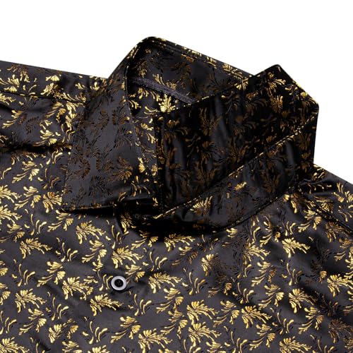 Mens Floral Shirts Silk Woven Long Sleeve Button Down Shirt Paisley Shirt Causal Formal Business Wedding Designer4
