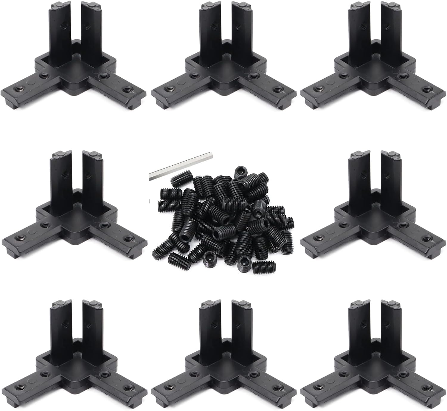 8Pcs 10, 25 Series Aluminum Extrusion Profile Tri Bracket 3-Way End Cap Corner Right Angle 1" x 1" 1 Inch Connector with Screws for 1010 2525 Extruded Aluminium Esquina Profil