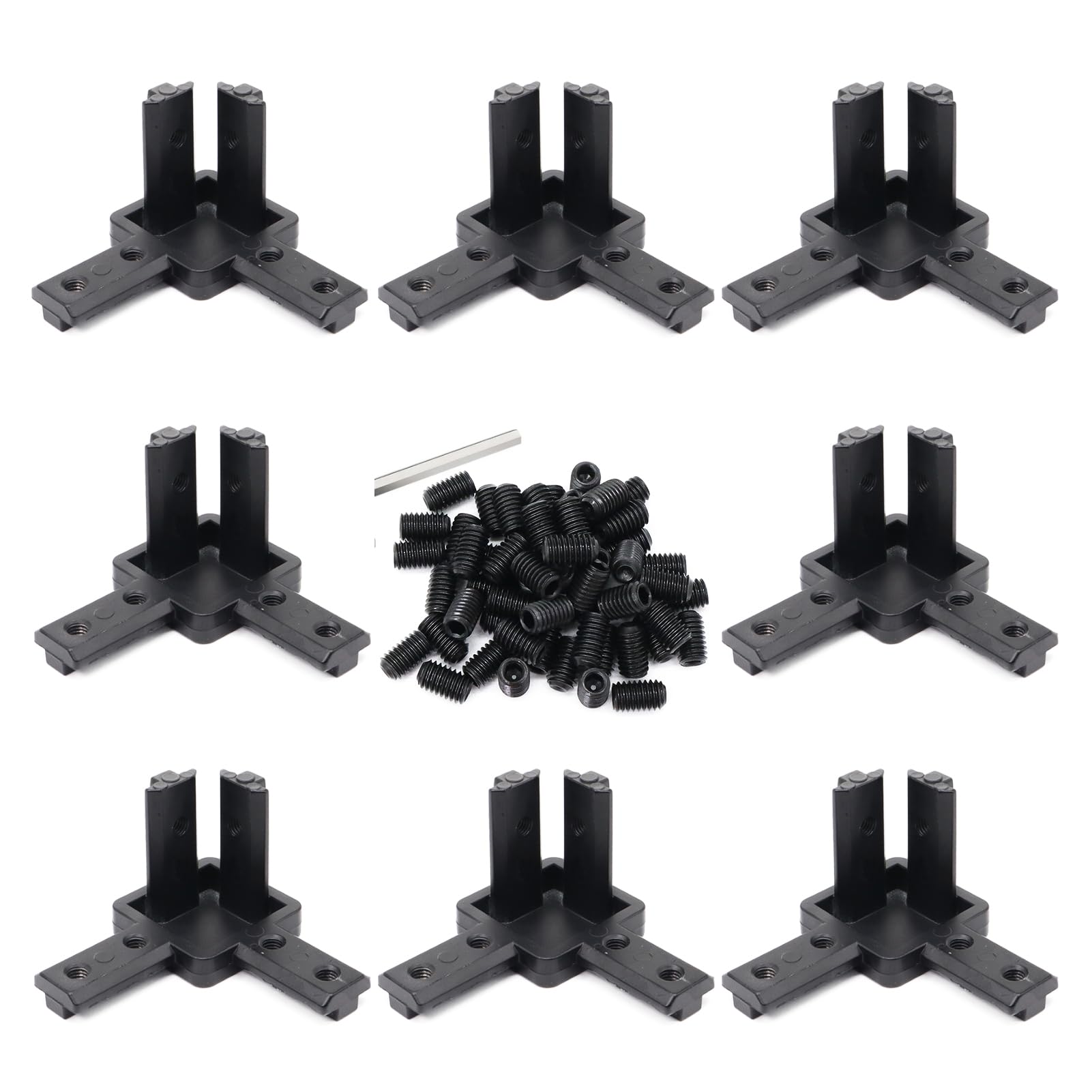 Aluminium-Extrusionsprofil, Tri-Halterung, 3-Wege-Endkappe, Ecke, rechtwinklig, 2,5 x 2,5 cm, Anschluss mit Schrauben für 1010 2525 Extrudiertes Aluminium, Esquina-Profil, 8 Stück