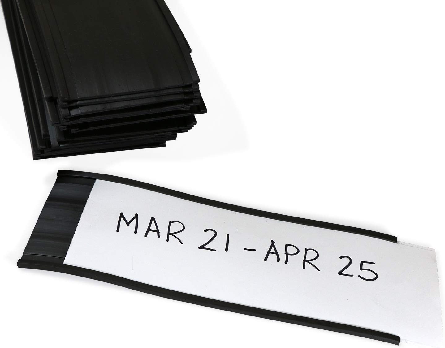 SmartSign (Pack of 25) 3 x 8 inch Flexible 'C' Channel Shelf Label Holders with Inserts, 62.5 mil Magnetic Material, Black