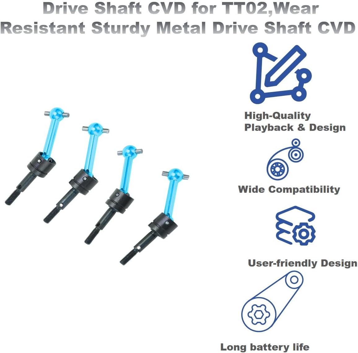 Drive Shaft CVD for TT02, Sturdy Metal Wear Drive Shaft, Easy Install Disassemble Replacement for TT02 1/10 RC Car (Blue) image 2