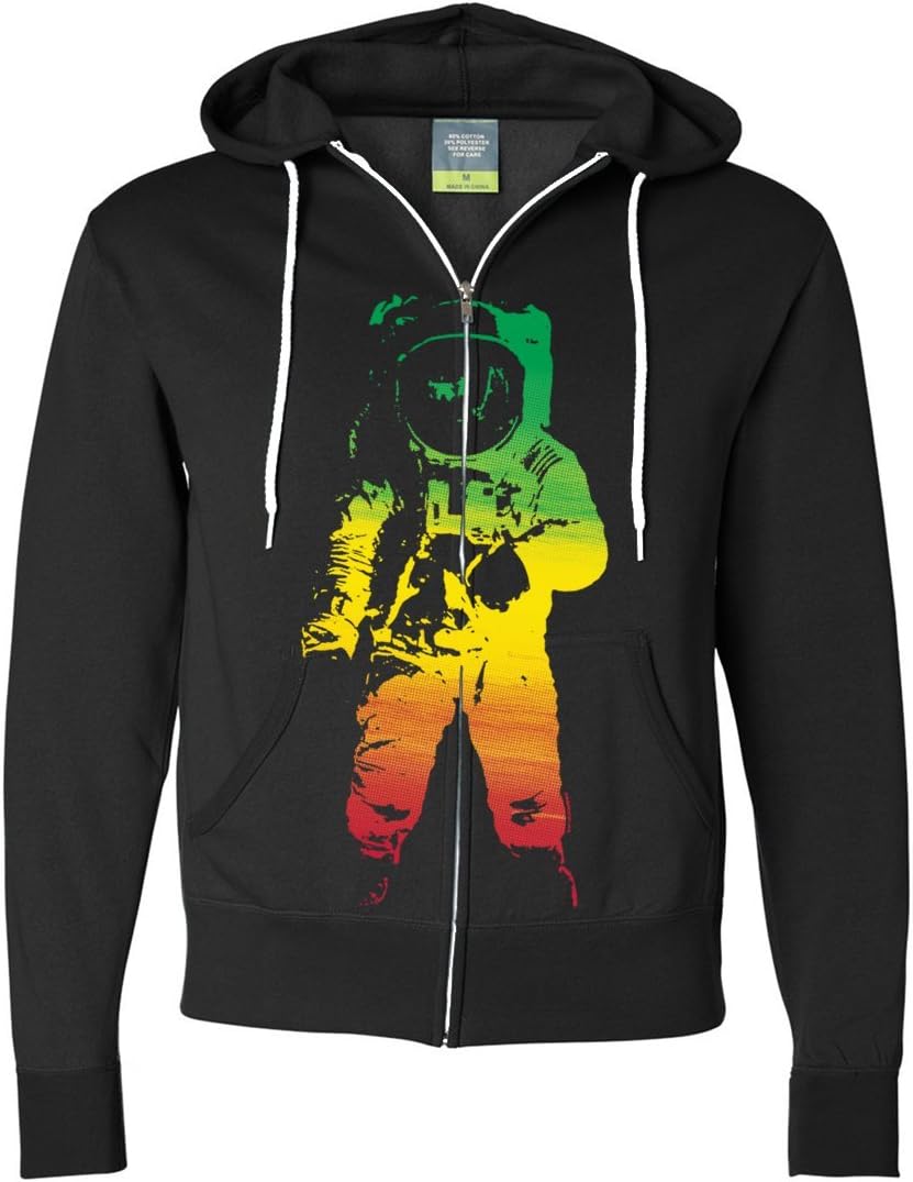 Space Astronaut Man on the Moon Rasta Zip-Up Hoodie