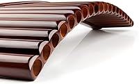 Vista 3 de Flauta de sartén de bambú natural con llave E, instrumento musical tradicional chino, tubos marrones, fáciles de aprender con caja negra