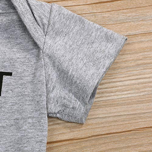 Mini honey 2Pcs Infant Twins Baby Boys Girls Short Sleeve Letter Print Romper Bodysuit Summer Outfit Clothes (0-3 Months, Gray)