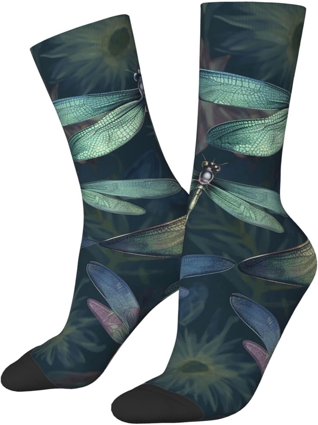 Dragonfly pattern Crew Socks for Men Women Moisture Wicking Cushion Athletic Sock Casual Novelty Socks Gift