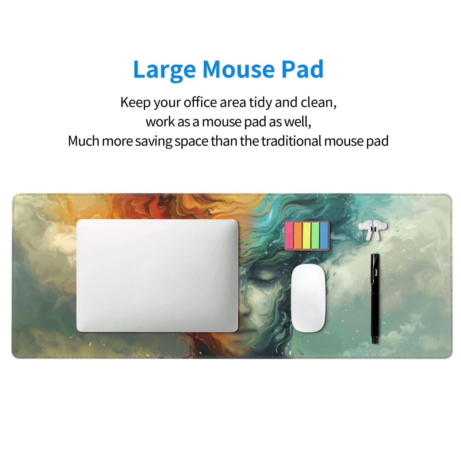 Tappetino Mouse, Tappetino Mouse Gaming Grande XXL 1500x800x3mm Tappetino Scrivania Mouse Pad, Base in Gomma Antiscivolo, Bordi Cuciti,Lavabile, Mousepad per Ufficio e Gaming (Carattere astratto) R113