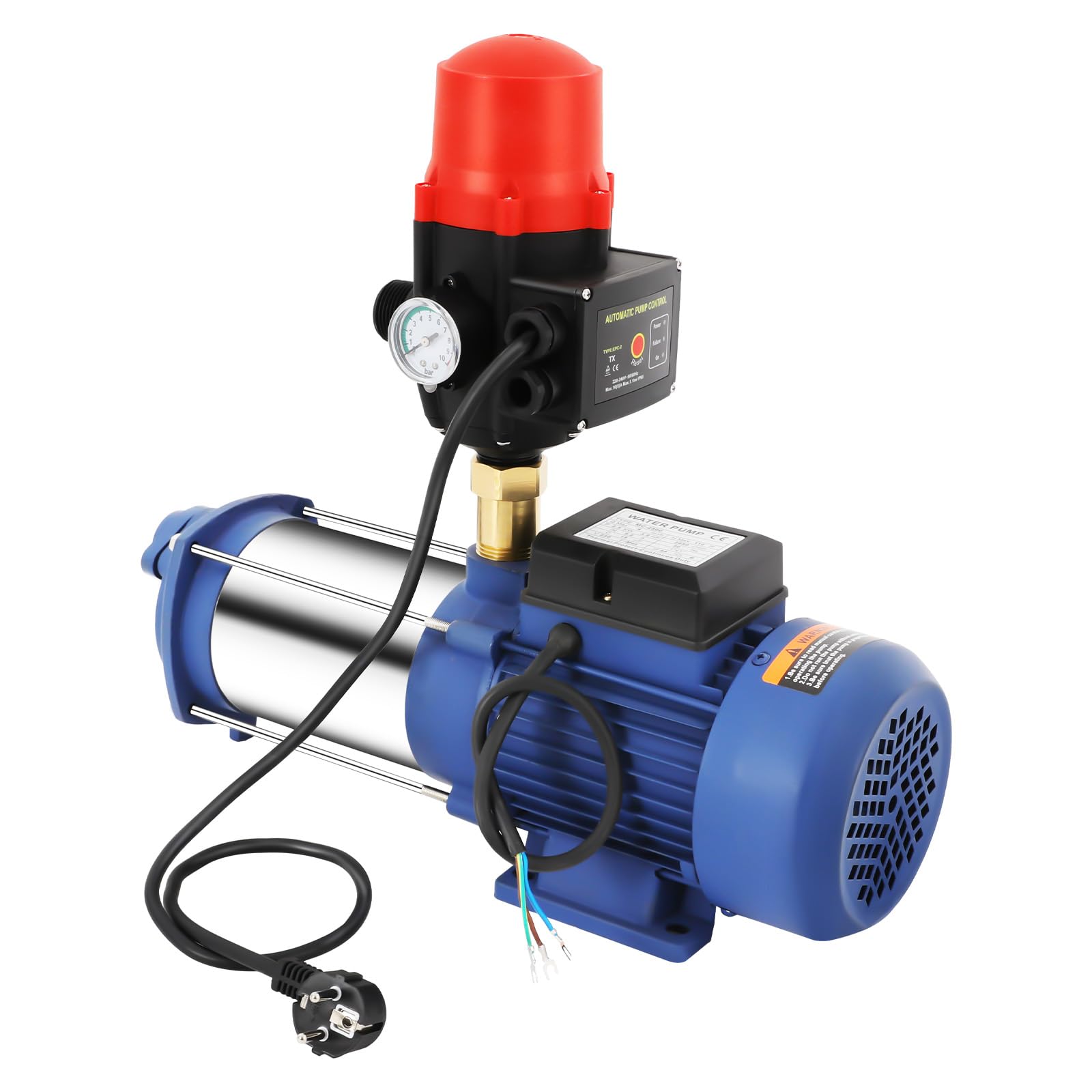 Pompa centrifuga da giardino, 2500 W, 3,5 HP, 66,7 l/min, altezza di mandata 100 m, autoadescante, pompa per impianto idraulico, con interruttore a pressione per agricoltura, giardino