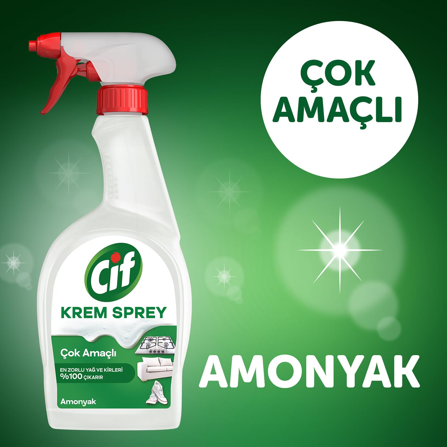 Cif Krem Sprey Çok Amaçlı Amonyak Yüzey Temizleyici Yağ ve Kir Çıkarıcı 750 ml