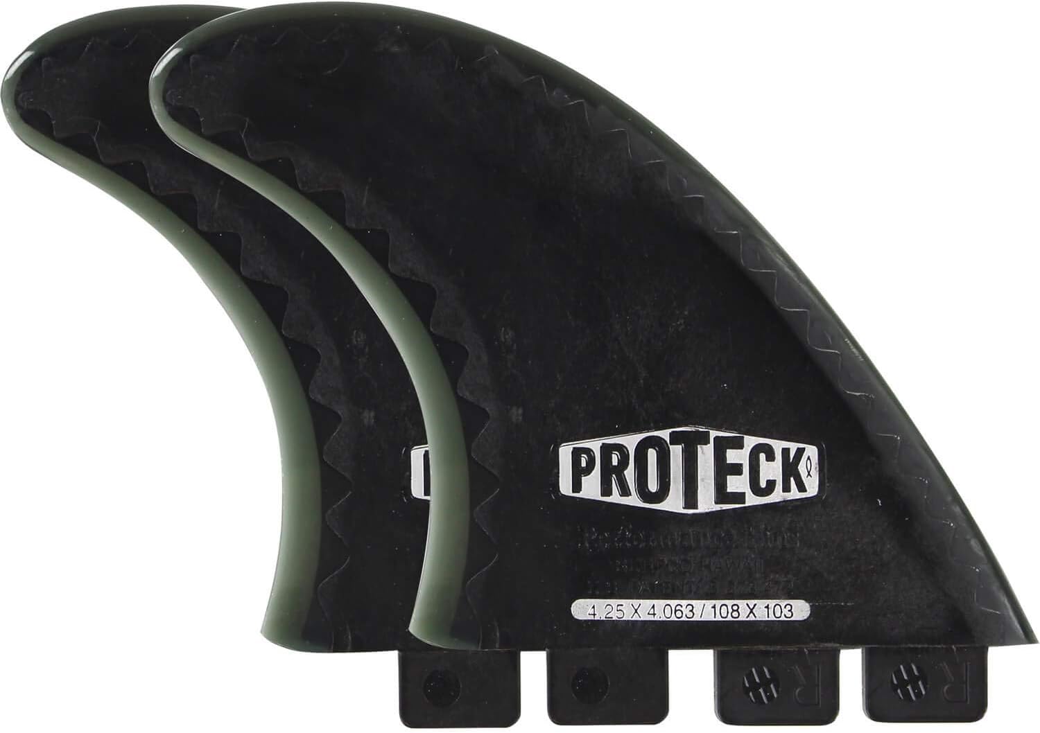 Pro Teck Performance 4.25" Black FCS Side Surfboard Fins - Set of 2 Fins