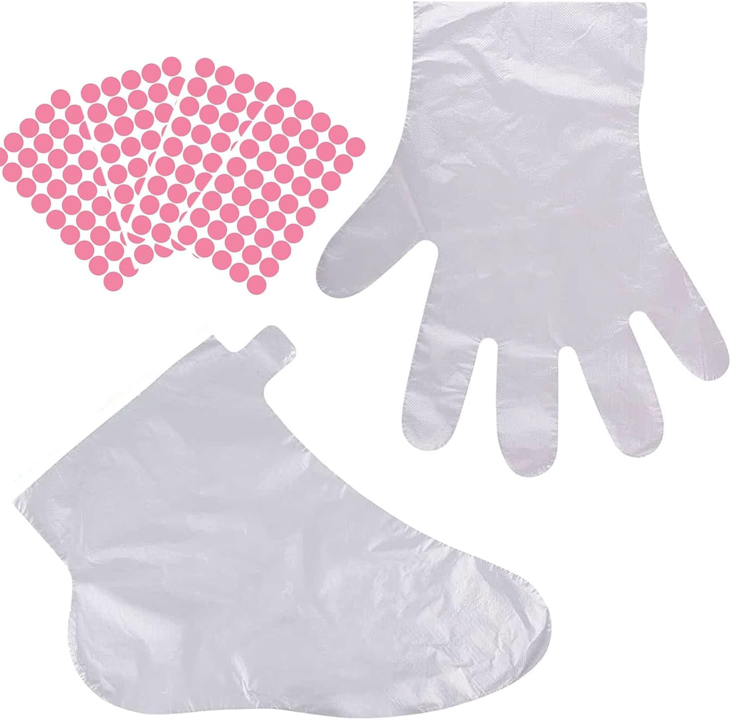 100 sacchetti per piedi e 100 sacchetti per mani con adesivi, fodere in cera paraffina per piedi mani, grandi calze in plastica per terapia termica per piedi e pedicure, trattamento con cera termale