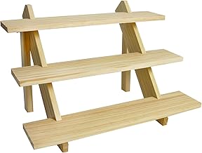 Auroal 3 Tier Earring Display Stands For Selling, Retail Display Riser Earring, Ring Holder Stand, Removable Countertop Small Merchandise Display Stand, for Figures,Cupcake, Photo (Wood color)