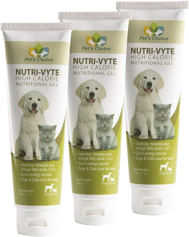 Pet's Choice Pharmaceuticals Nutri-Vyte, High Calorie Nutritional Supplement Gel for Cats and Dogs, 5 oz 3 ct