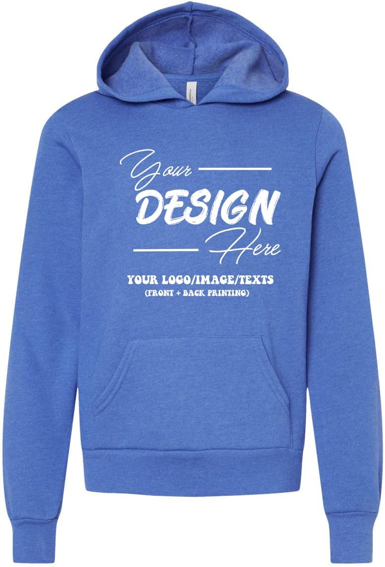 INK STITCH Unisex Kids Youth 3719Y Bella Canvas Custom Printing Logo Texts Sponge Fleece Hoodie Sweatshirts