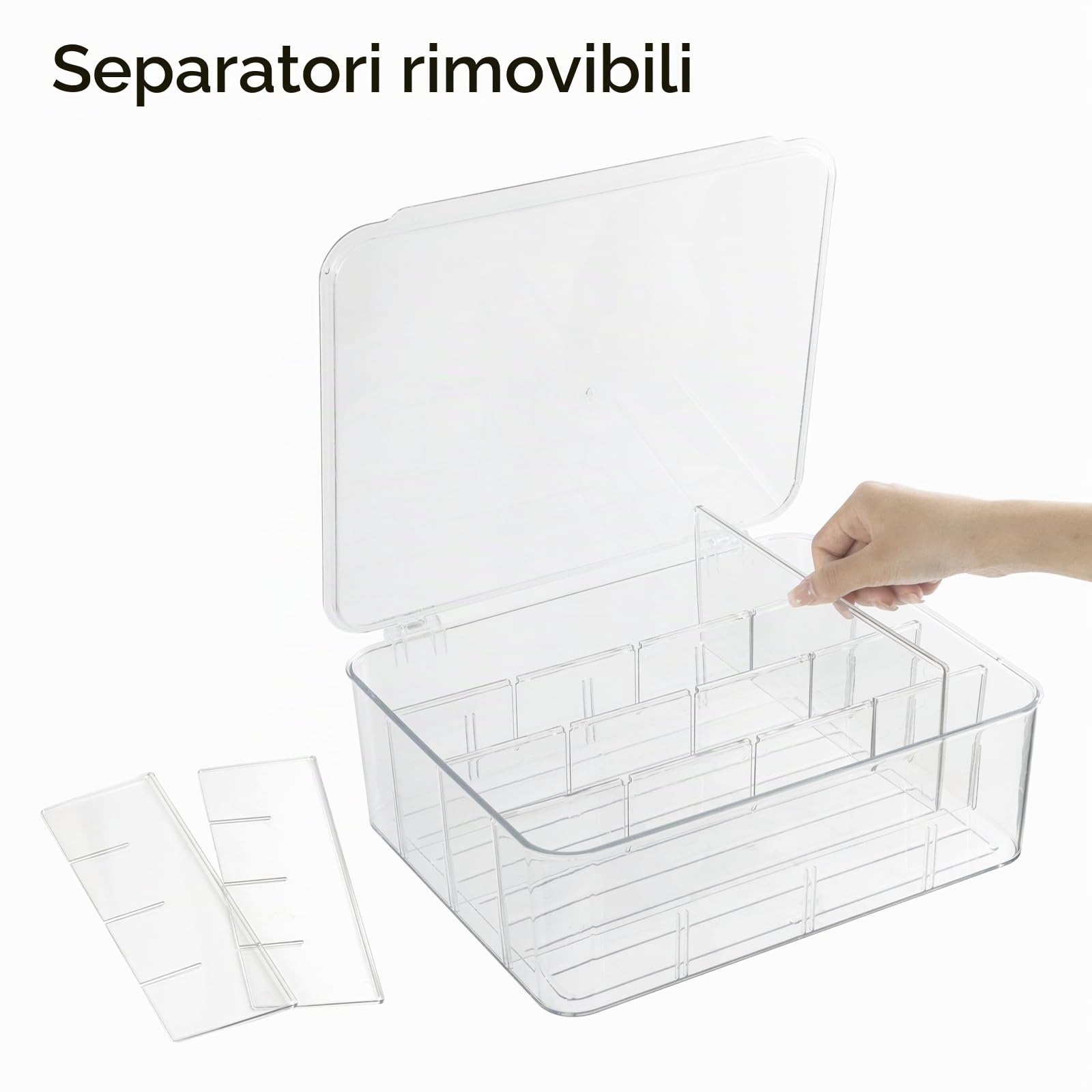 ZEXALOR Divisori per cassetti per calzini, biancheria intima, 16 scomparti rimovibili in plastica con coperchio, organizer per sciarpe, cravatte, reggiseni, organizer per cassetti e cassettiere grigio
