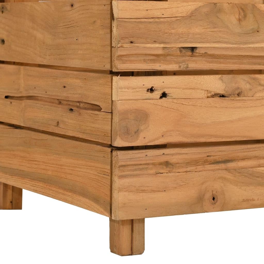Podwyższona grządka z drewna tekowego, 100 x 40 x 38 cm, ze stalowym stelażem, do ogrodu, na balkon i taras, wytrzymała donica na kwiaty, zioła, sukulenty, storczyki, bonsai i wiele innych