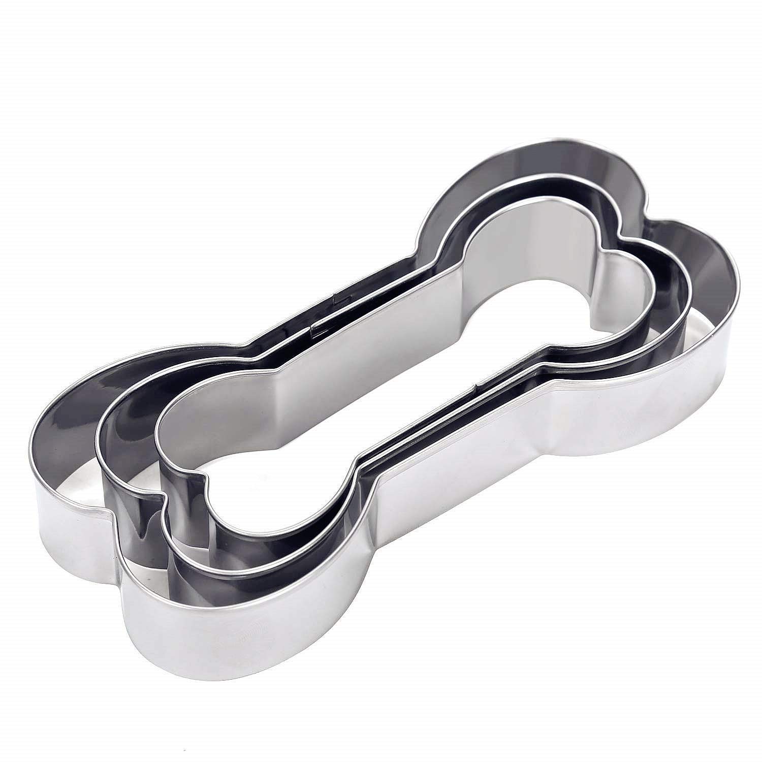 Cookie Cutters Dog Bone Shape Great For Homemade Treats and Crafts Stainless Steel Pastry Cutters Set of 3 by PAIPIE