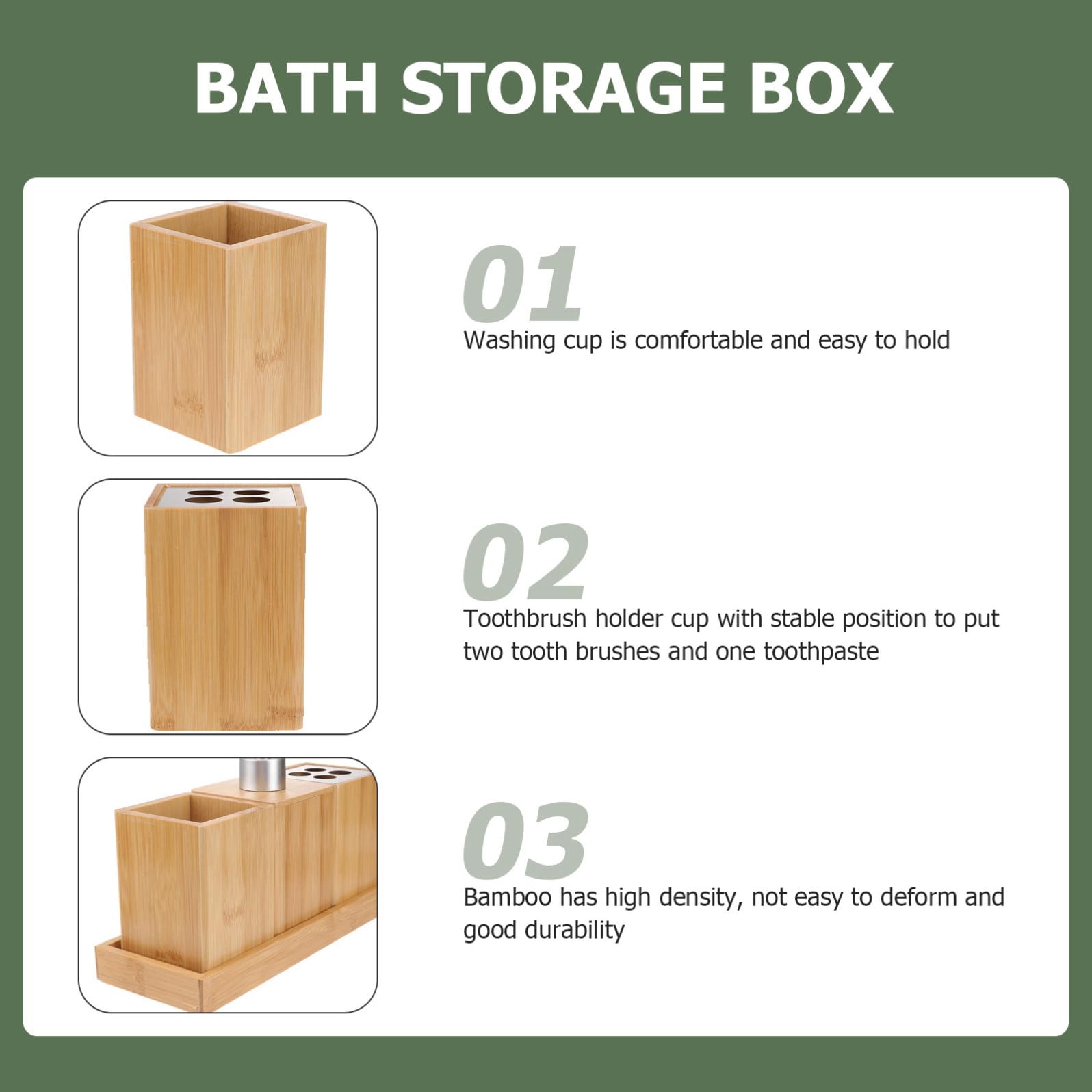 Set Accessori Bagno 4 Pezzi in Bamboo Wood per Lavabo | Ceramico e Marrone, Argento, Design Pratico e Stabile, Organizzazione del Piano Bagno