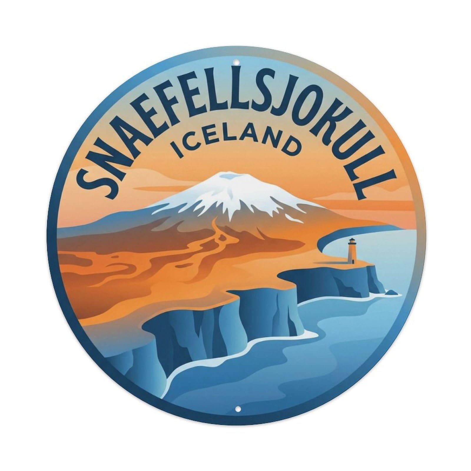 Fqnyr Style Metal Tin Sign Vintage Travel Snaefellsjokull Iceland Reserve