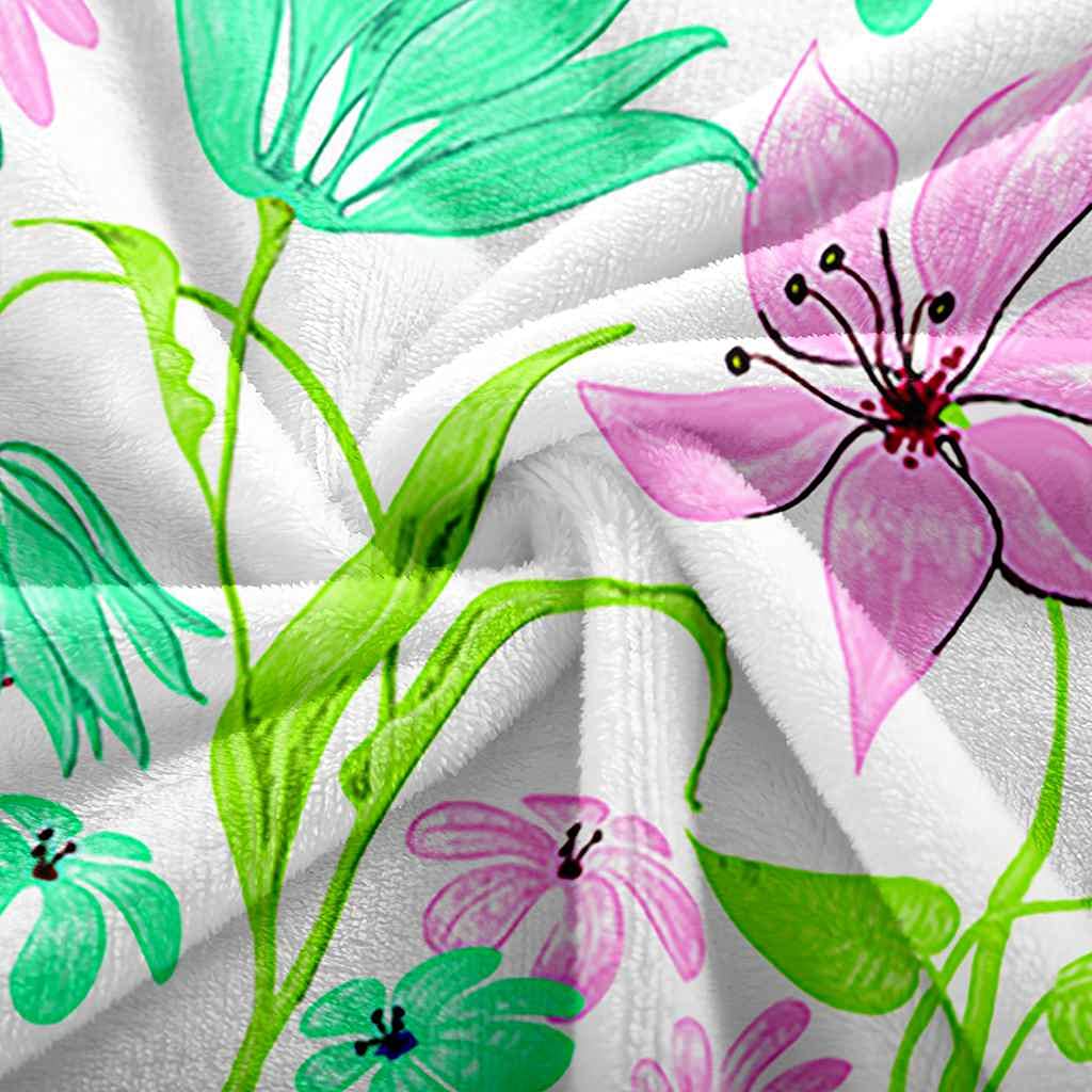 Manta Sofa De Franela Suave Acogedora Cálida Manta De Dormitorio para Cama Infantil Individual Niños Niñas 180x200cm Planta De Flor Rosa Microfibra,Impresión 3D,para Niños Y Adultos