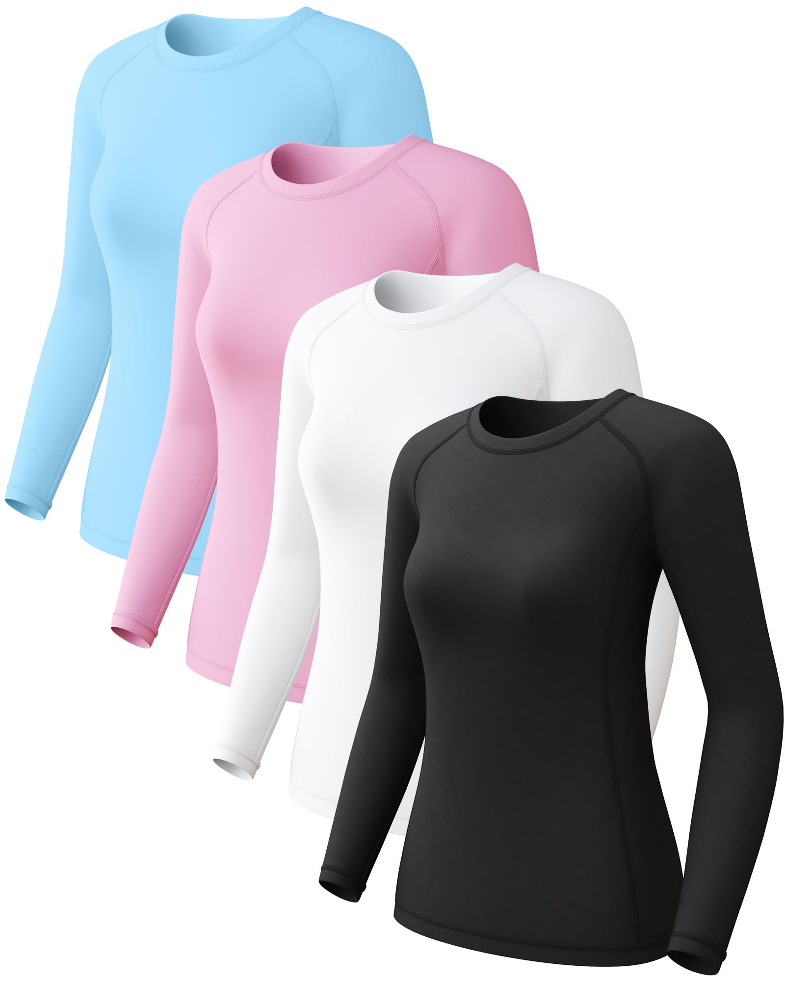 Womens Long Sleeve Compression Shirts Sun Protection Workout Underscrubs