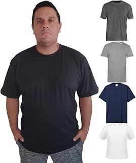 Kit 5 Camisetas Plus Size Masculina De Algodão Liso Básica G1 G2 G3 G4