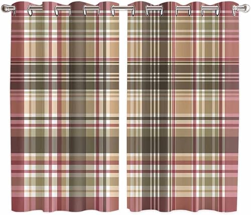 EwdeWwo Buffalo Plaid Curtains for Living Room 72 Inch Length Drapes, Farmhouse 
