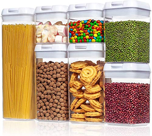 保存容器 密閉容器 食品貯蔵タンク 密閉 キャニスター 7点セット1500ml*2・800ml*2・1200ml*2・1900ml 密封ジャー BPAフリー プラスチック よく気密性 漏れ防止 健康便利 大容量コーヒー豆と粉末 珈琲 スナック 紅茶収納 保存缶,