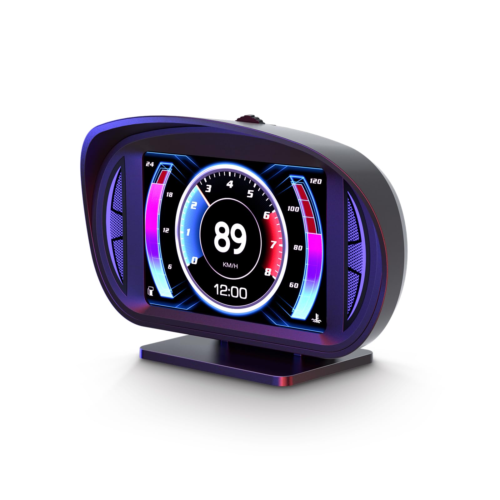 P2 HUD Pantalla de cabeza de coche, velocímetro inteligente GPS con advertencia de voltímetro de alarma de sobrevelocidad, HUD OBD2 Plus GPS sistema dual