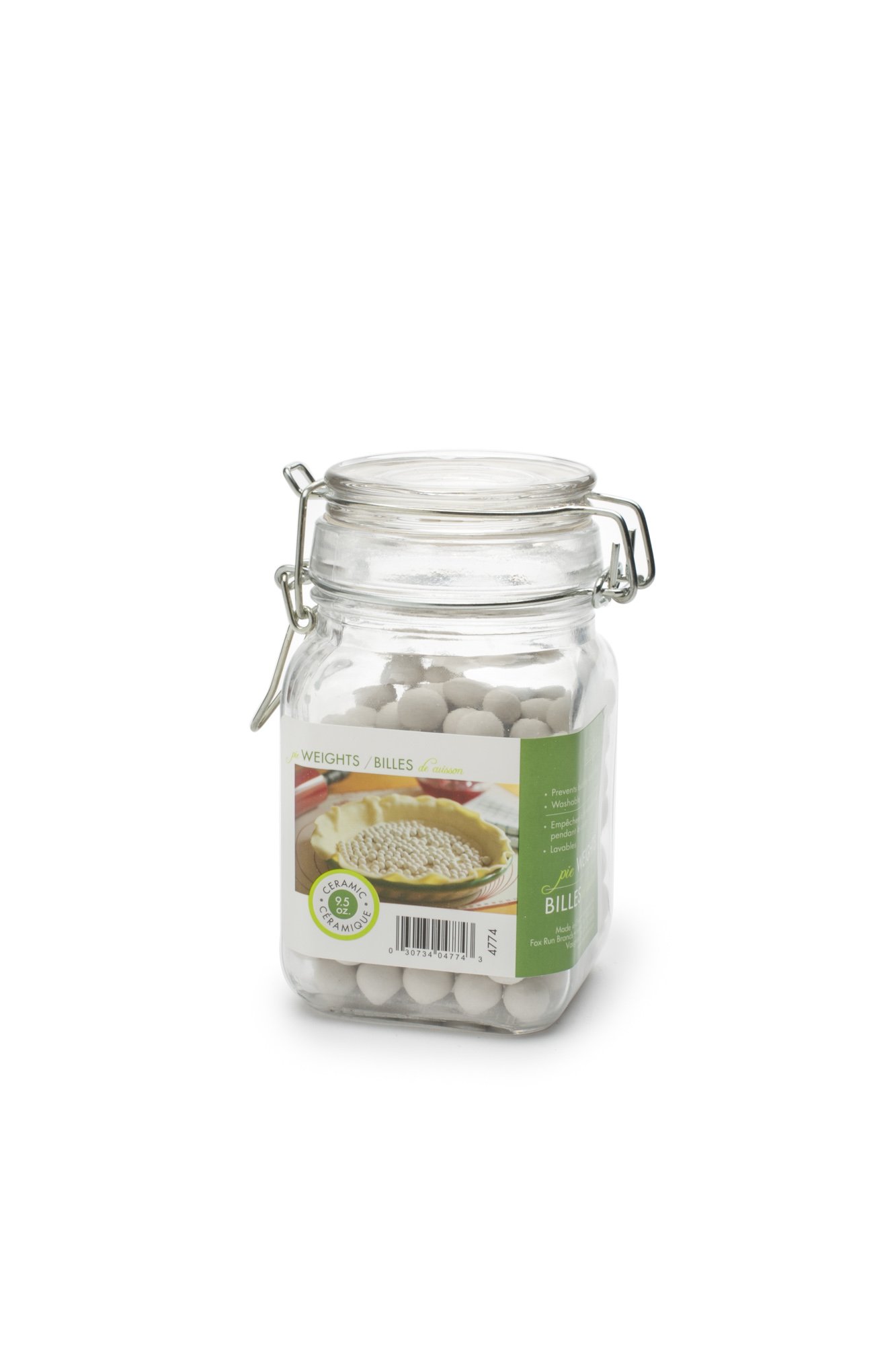 Fox Run Ceramic Pie Crust Baking Weights, 8.8-Ounce, Glass Storage Jar Included