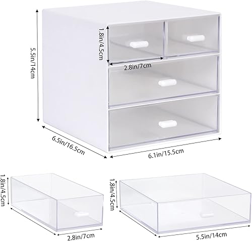 Miniatura 10 de Zyners Organizador de escritorio con cajón, organizador de oficina con 4 cajones, caja de almacenamiento de escritorio para escritorio, tocador,