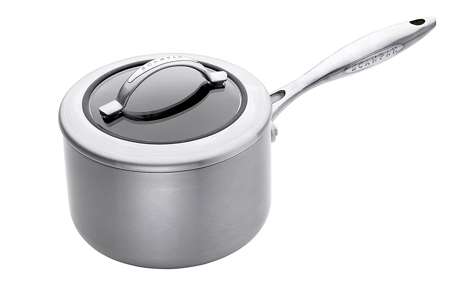 Scanpan 18 cm/2,5 Liter Stielkasserolle mit Deckel - CTX, Pfanne + Kochtopf, Schwarz, Silber