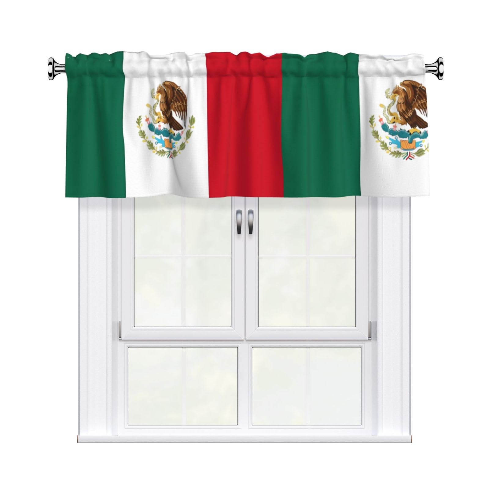 WHJSSF Flag of Mexico Prints Housewarming Gift – Peach Skin Window Valance 54x18 for a Cozy Kitchen Refresh