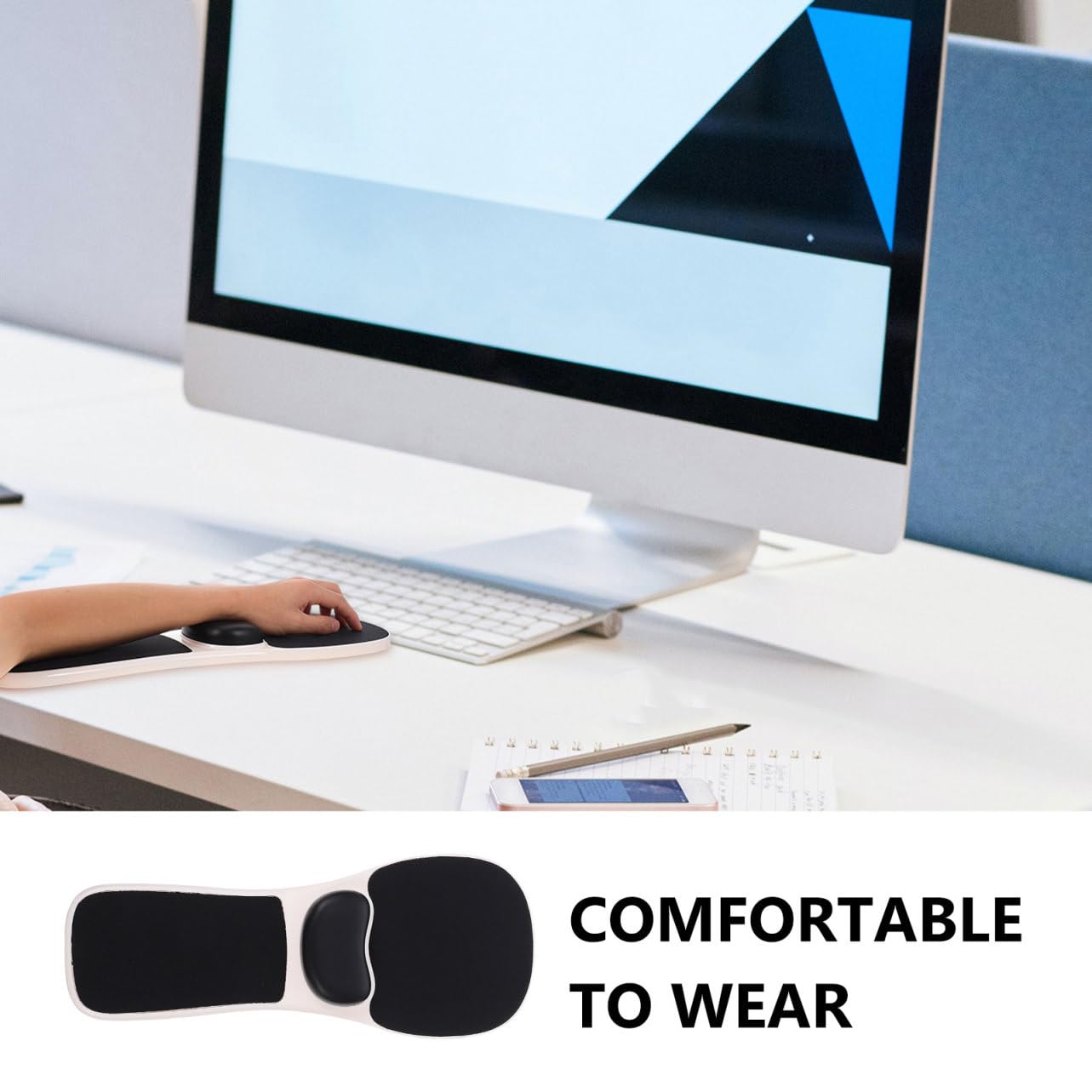 Supporto Bracciolo Computer con Memory Foam Base Estensibile per Scrivania Braccio e Polso Protetti per Ufficio e Gaming Leggero e Portatile Nero